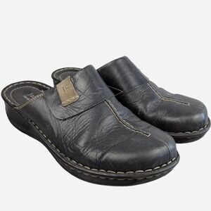 Josef Seibel Erika Leather Mule Clogs Black Women's Size EU 41 / US 9.5-10